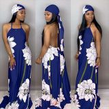 Sexy Halter Halter Positioning Printed One-piece Dress D8232-1