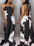 Sexy Halter Halter Positioning Printed One-piece Dress D8232-1
