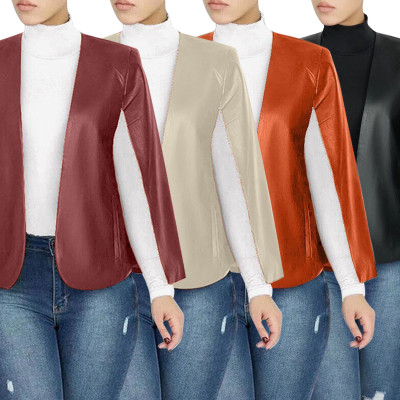 2021 autumn and winter new PU personality fake two-piece suit D8330