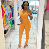 Women's Rib Knit Wrap Two Piece Set JR3643