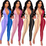 Women's skinny stitching jumpsuit JR3649