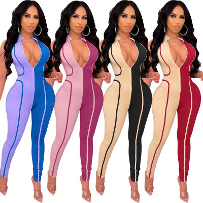 Women's skinny stitching jumpsuit JR3649