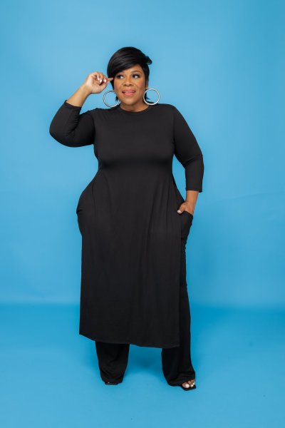 Large size women's solid color casual two-piece suit[large size] JR3648