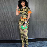 2021 autumn new women's sexy fashion mesh see-through high waist casual tight suit women K21S05295