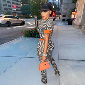 2021 autumn new women's sexy fashion mesh see-through high waist casual tight suit women K21S05295