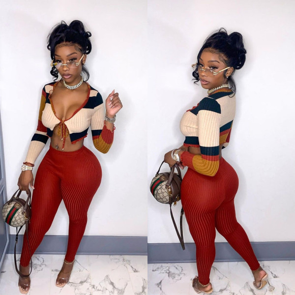 Women's sexy positioning printing, strap short cardigan two-piece suit B9296