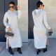 Women's Fashion Solid Color Hooded Split Dress Long Skirt Y5201