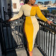 Women's color matching sexy slim dress B9297