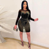 Sexy European and American hot drilling slim dress nightclub skirt VK2181
