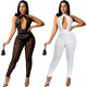 Sexy European and American houndstooth mesh V-neck low waist two-piece shorts nightclub A7198
