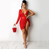 Women's sexy sequins irregular dress nightclub skirt women X5307