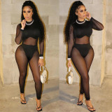 Sexy net yarn transparent one-piece nightclub clothes foreign trade women's clothing T3037
