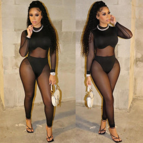 Sexy net yarn transparent one-piece nightclub clothes foreign trade women's clothing T3037
