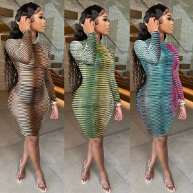 Sexy European and American fashion printed one-piece nightclub clothes A7201