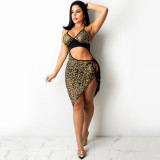 Fashion sequins sexy suspenders hollow slit strap dress women C5309