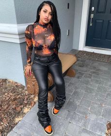 Explosive hot selling classic pile of leather pants Y8044