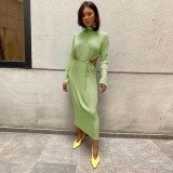 2021 autumn new high-neck hollow long-sleeved long-sleeved dress dress dress HY21376