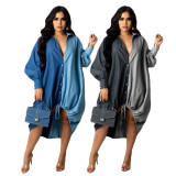 Hot sale contrast color stitching hem drawstring sexy fashion women's dress F121