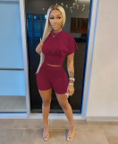 Women's solid color sports waist waist suit fashion casual two-piece suit H0034