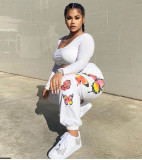 Autumn cross-border women's clothing butterfly print casual pants European and American loose track pants FFD1137