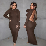 Soft pit strip sexy halter cut-out dress FFT1136