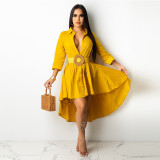 Solid color irregular hem sexy fashion women's dress F113