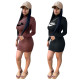 2021 autumn and winter letter heat transfer high neck dress OQ026