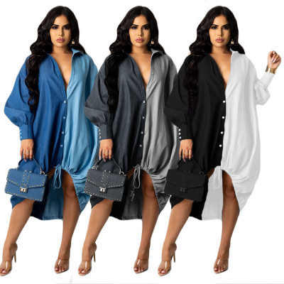 Hot sale contrast color stitching hem drawstring sexy fashion women's dress F121