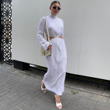 2021 autumn new high-neck hollow long-sleeved long-sleeved dress dress dress HY21376