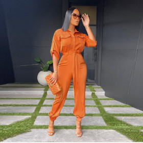 Hot selling solid color tooling, lace fashion, casual women's jumpsuit F127