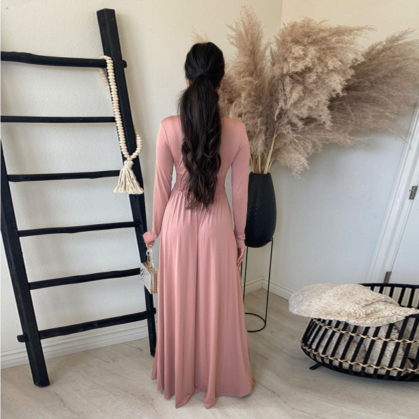 New style hot sale multi-color waist pleated sexy fashion long dress women's dress F139