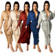 Hollow solid color explosion style pleated fashion women's dress F088