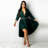 Solid color irregular hem sexy fashion women's dress F113
