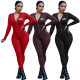 Women's letter heat transfer zipper elastic hip-lifting one-piece pants sports fitness yoga clothes OQ023