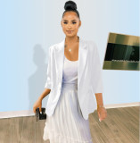 Linen suit women's new British style casual all-match cotton and linen small suit three-quarter sleeves large size jacket QY5085