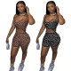 Fashion casual printed camisole top shorts two-piece suit pants suit OQ015