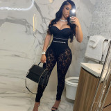 Women's 2021 new autumn lace fight receiving waist tight-fitting hip pants P144970