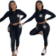Women's casual fashion digital printing pattern sports autumn and winter long-sleeved trousers two-piece suit OQ024