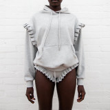 2021 Fall/Winter Explosive Women's Solid Color Hooded Sweater Shorts Set S186224G