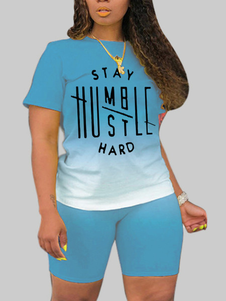 Fashion gradient color women's positioning printing letters, leisure sports ladies two-piece suit J1185