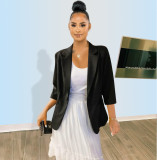 Linen suit women's new British style casual all-match cotton and linen small suit three-quarter sleeves large size jacket QY5085