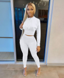 Women's solid color sports waist waist suit fashion casual two-piece suit H0119