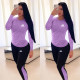 Autumn and winter fashion new printed letter stitching two-piece set OQ021