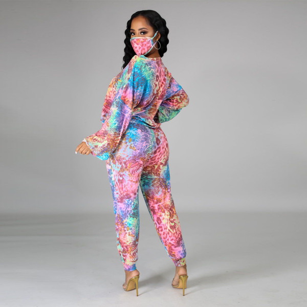 Digital printing color leopard print fashion two-piece women's suit F117-1