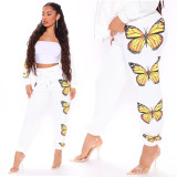 Autumn cross-border women's clothing butterfly print casual pants European and American loose track pants FFD1137
