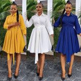 Explosive style AliExpress solid color A-line lace-up sexy women's dress F103