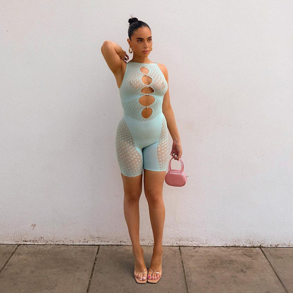 2021 autumn and winter hot products new women's solid color chest cutout jumpsuit P165717G