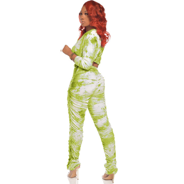 Casual tie-dye printing autumn two-piece suit FZB3176
