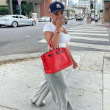 Fashion women's 2021 autumn new solid color high waist casual sports trousers wide leg trousers K21PT525