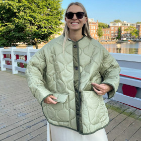 Women's 2021 autumn and winter new style commuting solid color button pocket loose coat cotton jacket A21TP425